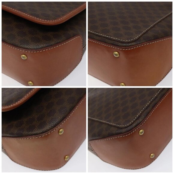 CELINE Macadam Canvas Shoulder Bag PVC Leather Brown Gold Auth sw497 - Picture 15 of 16